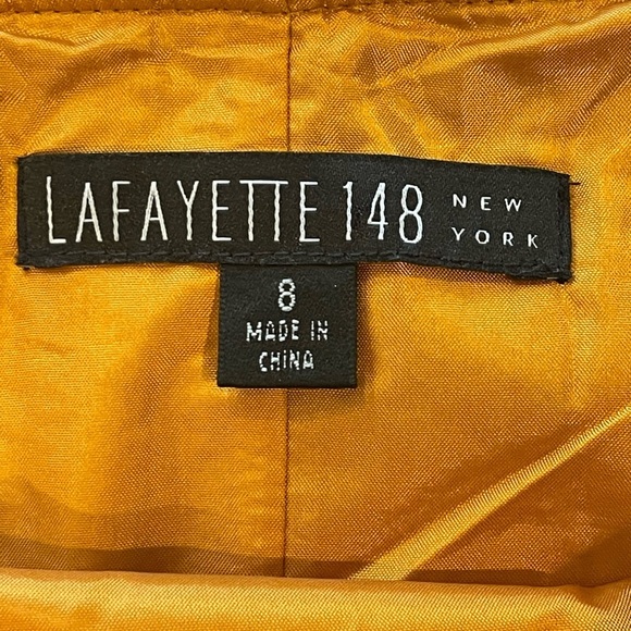 Lafayette 148 New York Tropical Floral Linen Pleated Skirt, Mid Length, Gold, 8 - Picture 3 of 13